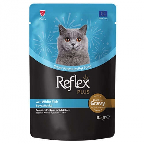 Reflex Plus Pouch Gravy Beyaz Balıklı Soslu 85 gr Kedi Maması