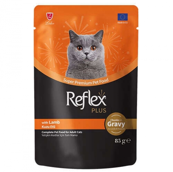 Reflex Plus Pouch Gravy Kuzu Etli Soslu 85 gr Kedi Maması