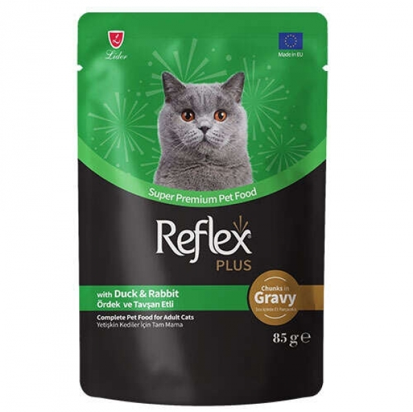 Reflex Plus Pouch Gravy Ördek ve Tavşan Soslu 85 gr Kedi Maması