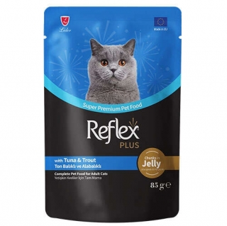 Reflex Plus Pouch Jelly Ton ve Alabalıklı Jöleli 85 gr Kedi Maması