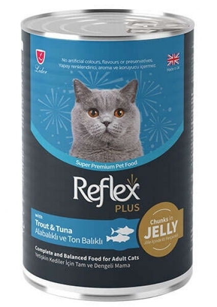 Reflex Plus Alabalık ve Ton Jöle İçinde Et Parçalı 400 gr Kedi Maması