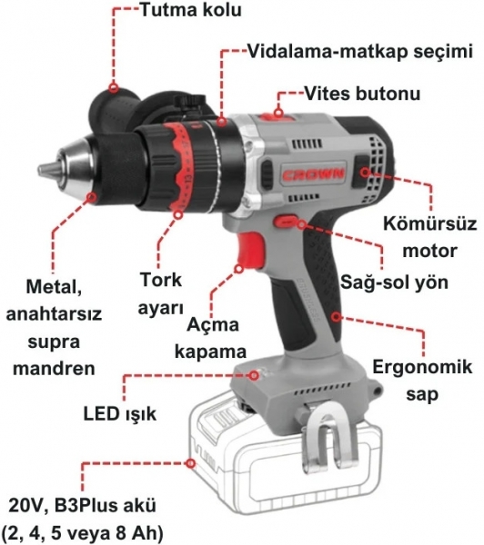 Crown CT21090HMX Solo Akülü Vidalama (Aküsüz)