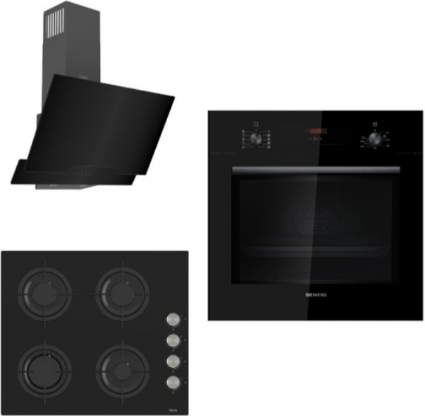 Siemens & Ferre New Lux Black Star Ankastre Set CS205 + HB012FBB1T + D063