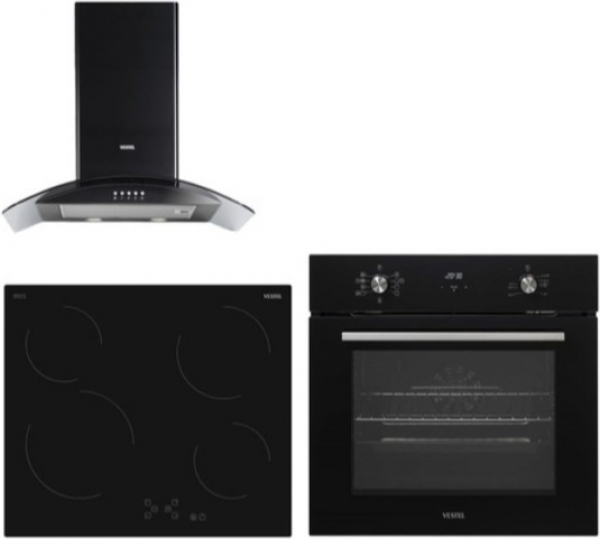 Vestel Eğik Siyah Ankastre Set AO-6330 S + AF-7684 YS + AD-6011 S