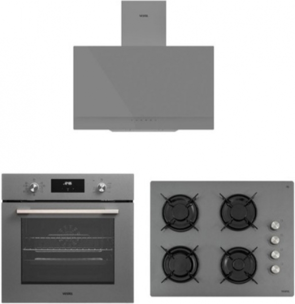 Vestel Hamur Şefi Gri Ankastre Set AO-65104 G + AF-7684 YG + AD-63330 G