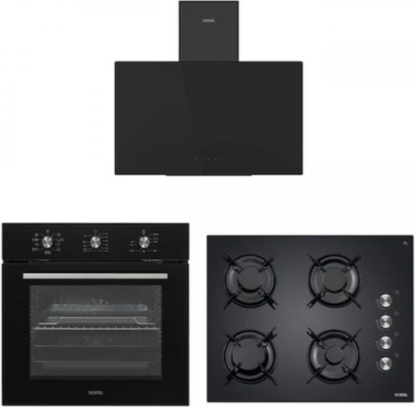 Vestel Siyah Ankastre Set AO-65104 S + AF-6682 YS + AD-63340 S