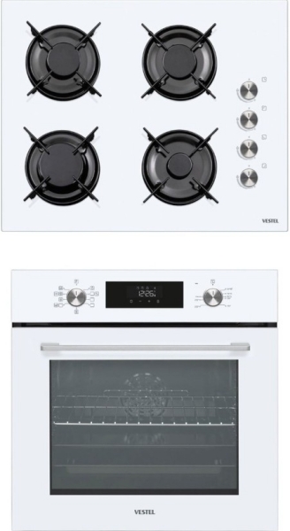 Vestel 2'li Beyaz Ankastre Set AO-65104 B + AF-7684 YB +