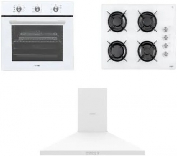 Vestel Beyaz Ekonomik Set 3 Ankastre Set AO-65104 B + AF-6682 B + AD-60030 B