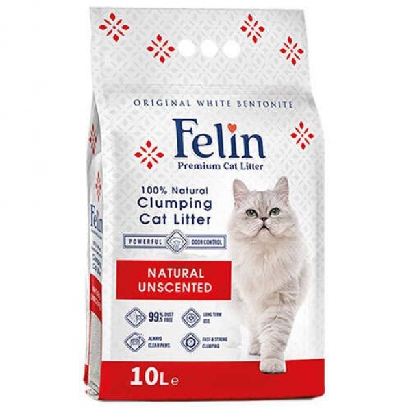 Felin Natural İnce Taneli Kokusuz Topaklanan 10 lt Kedi Kumu