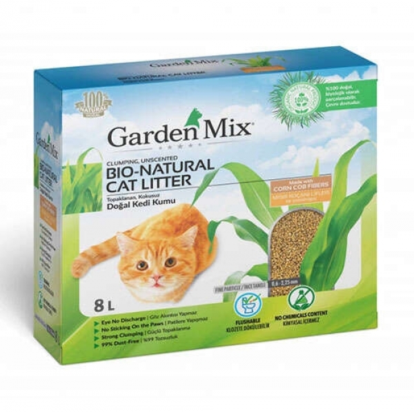 Garden Mix Bio Natural Topaklanan Mısır Lifli 8 lt Kedi Kumu