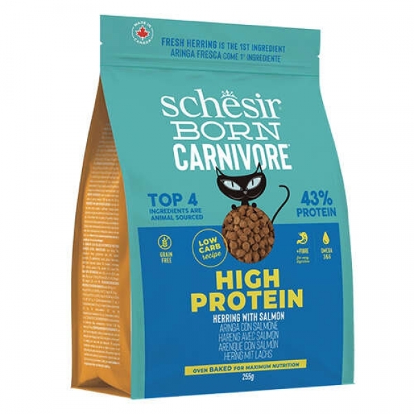 Schesir Born Carnivore Somonlu ve Ringa Balıklı Tahılsız 255 gr Kedi Maması
