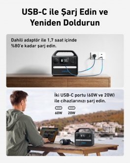 Anker Solix 522 PowerHouse 300W Taşınabilir Güç İstasyonu
