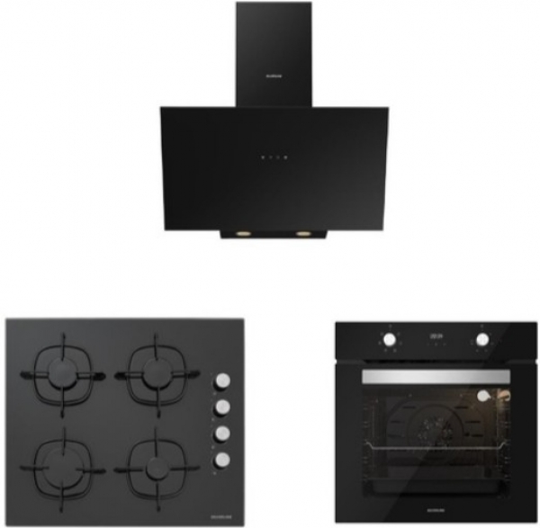 Silverline Siyah Ankastre Set CS5335B02 + BO6502B02 + 3481
