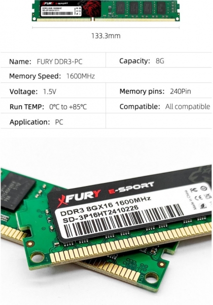 Fury E-Sport DDR3 8 GB 1600 MT