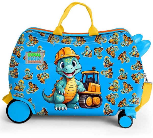 Coral High 16362 Dinozor Desenli Otur-Çek Çocuk Valizi