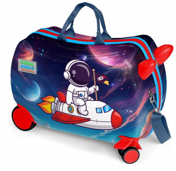 Coral High 16364 Astronot Desenli Otur-Çek Çocuk Valizi