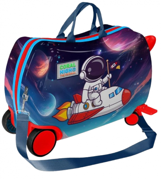 Coral High 16364 Astronot Desenli Otur-Çek Çocuk Valizi