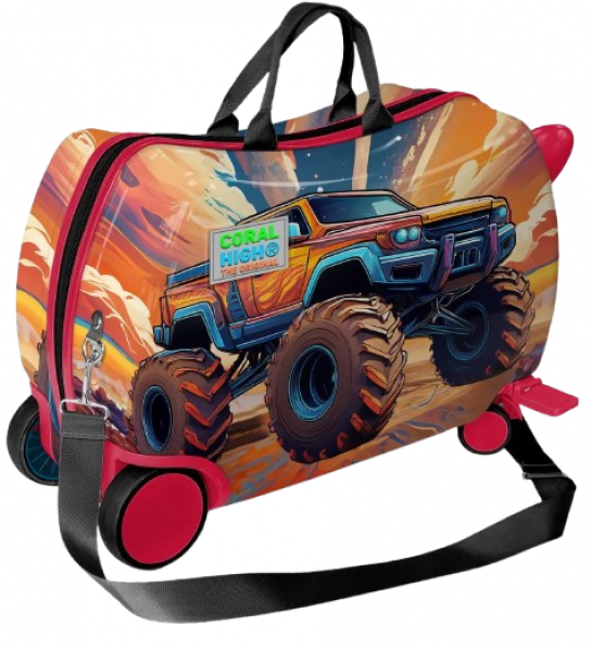 Coral High 16365 High Wheels Truck Desenli Otur-Çek Çocuk Valizi