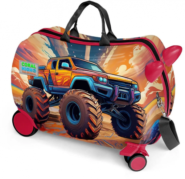 Coral High 16365 High Wheels Truck Desenli Otur-Çek Çocuk Valizi