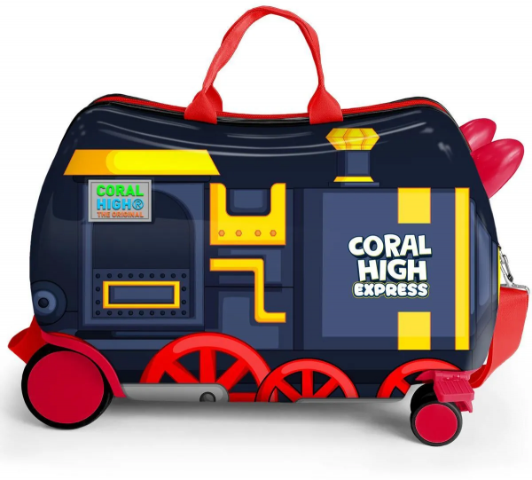 Coral High 16366 Tren Desenli Otur-Çek Çocuk Valizi