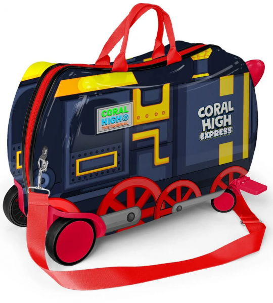 Coral High 16366 Tren Desenli Otur-Çek Çocuk Valizi