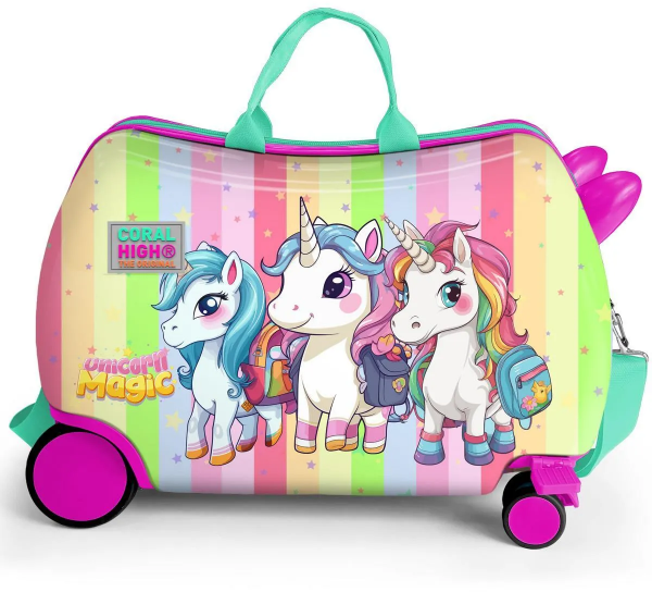 Coral High 16355 Unicorn Desenli Otur-Çek Çocuk Valizi