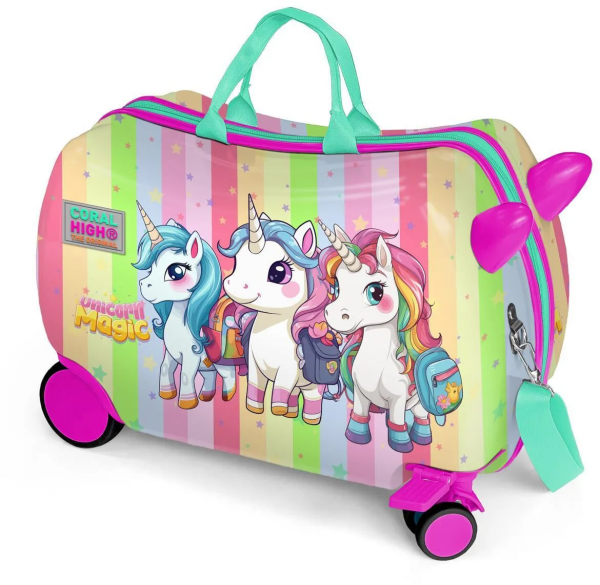 Coral High 16355 Unicorn Desenli Otur-Çek Çocuk Valizi