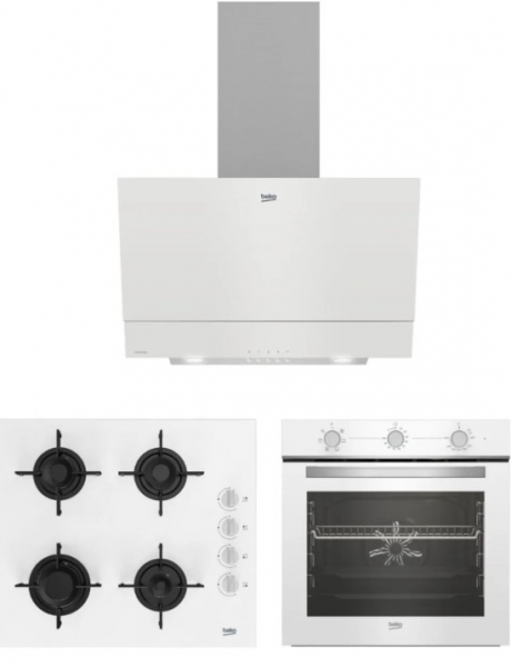 Beko Beyaz Cam Ankastre Set BOCD T 6011 EB + BFC 220 HB + BDE 6050 HB