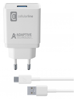 Cellularline Adaptive Fast Charger Type-C Kit 15W Şarj Aleti