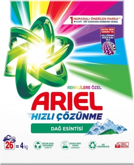 Ariel Hızlı Çözünme Dağ Esintisi Renlilere Özel Toz Çamaşır Deterjanı 4 kg