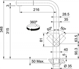 Franke Mythos 115.0550.442 Eviye Bataryası