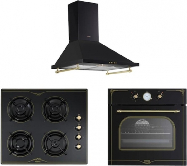 Vestel Rustik Siyah Ankastre Set AO-6104 YRS + AF-7688 RS + AD-6002 RS