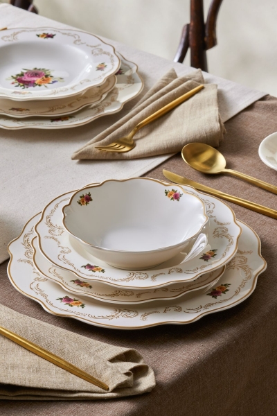 Karaca Forever Bone Antique 24 Parça Yemek Takımı