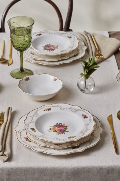 Karaca Forever Bone Antique 24 Parça Yemek Takımı