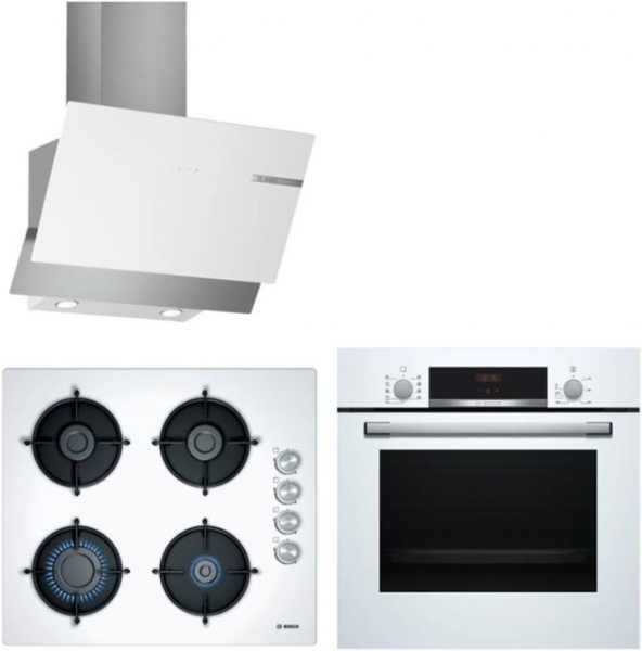 Bosch Beyaz Ankastre Set POP6C2O10O + HBF534EW0T + DWK65AD20R