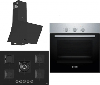 Bosch & Ferre Siyah Ankastre Set SS035 + HBF011BR0T + D086