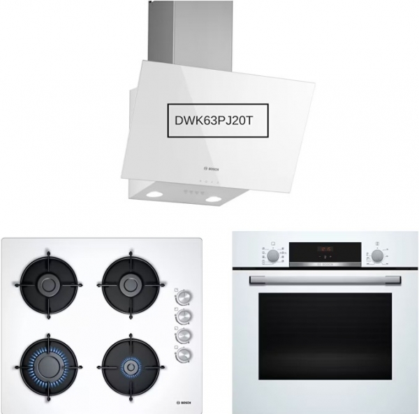 Bosch Beyaz Ankastre Set POP6C2O10O + HBF534EW3T + DWK63PJ20T