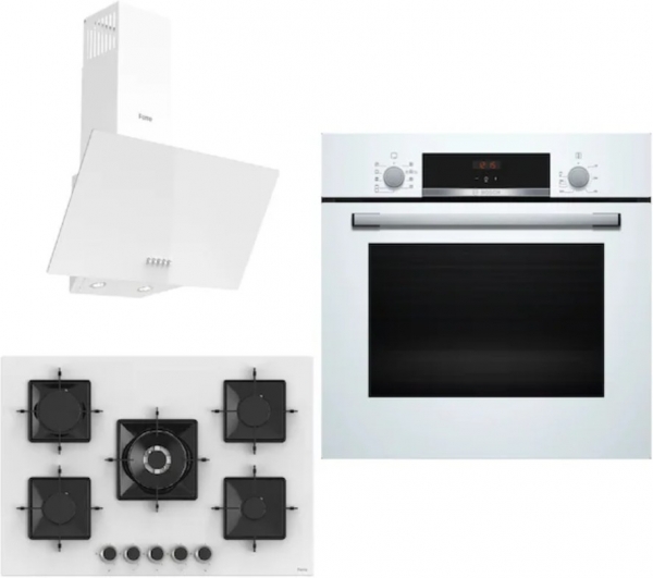 Bosch & Ferre Beyaz Ankastre Set SS036 + HBF534EW3T + D087