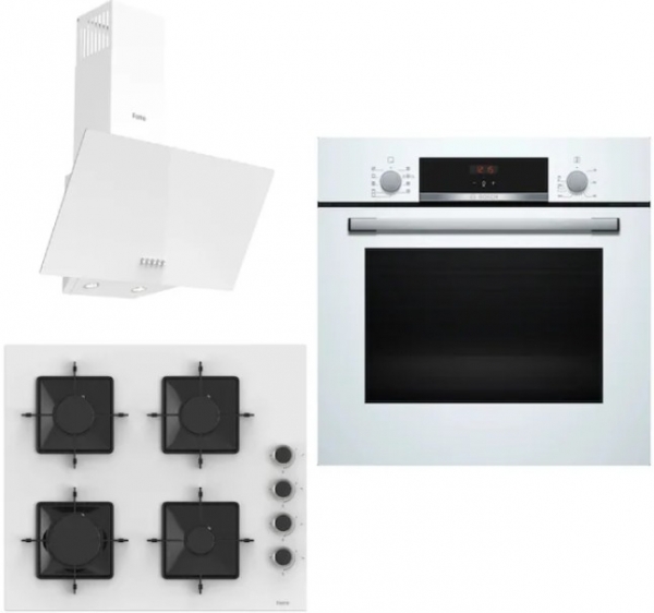 Bosch & Ferre Beyaz Ankastre Set SS206 + HBF534EW3T + D087