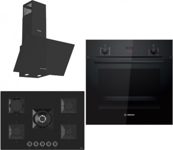 Bosch & Ferre Siyah Ankastre Set SS035 + HBF512BB1T + D086