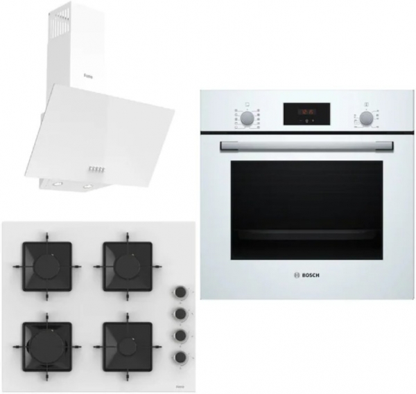 Bosch & Ferre Beyaz Ankastre Set SS206 + HBF512BW1T + D087