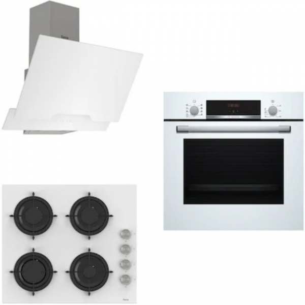 Bosch & Ferre Beyaz Ankastre Set CS206 + HBF514BW1T + D064