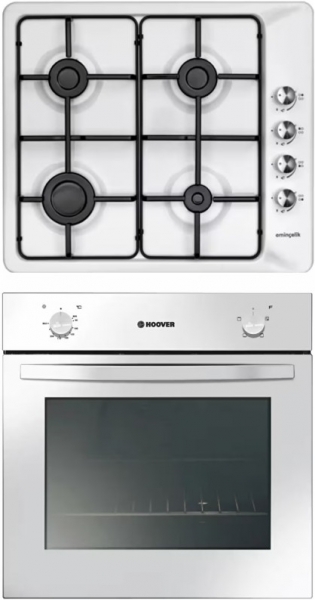Eminçelik & Hoover 2'li Beyaz Ankastre Set EC-SU 3140 WE60 NG + HON100W