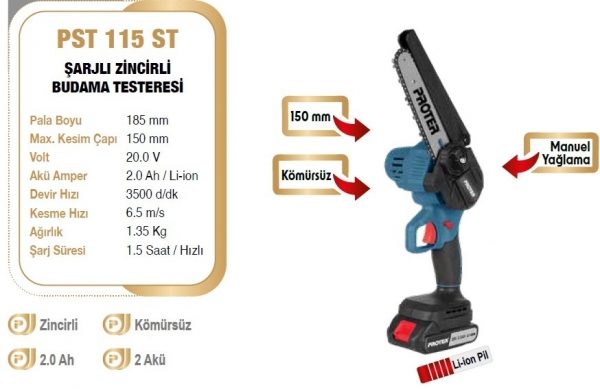 Proter PST 115 ST Budama Testeresi