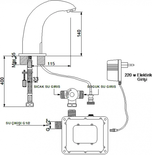 Newarc Tekno Elite 510528 Lavabo Bataryası (Altın)