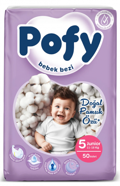 Pofy Junior 5 Beden 50 Adet Bebek Bezi